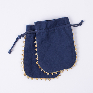 Récipient à bijoux en coton bleu marine fait à la main indien en gros Emballage de qualité supérieure avec sac de cadeau à cordon de serrage avec logo personnalisé - Product Image 5