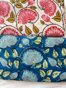 Hecho a mano Jaipuri estampado flor bloque estampado Mujer fiesta desgaste Swing vestido tela étnica artesanía acolchado tela de algodón - Product Image 3