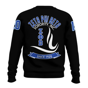 Sudadera Azul con Cuello Redondo Bordada de Zeta Phi Beta, Sudadera de Forro Polar para Mujer de la Hermandad Griega 1920 - Product Image 2