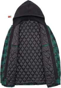 Men's Thicken Plaid Hooded Flannel Shirt Jacket with <b>Quilted</b> Lined Discount Offer - Product Image 3