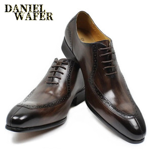 Scarpe eleganti classiche da uomo in pelle di vacchetta scarpe di lusso fatte a mano per uomo - Product Image 1