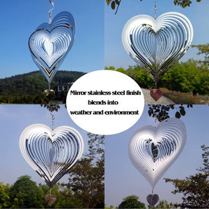 Factory Price 3D Stainless Steel Wind Spinner Silver Love Heart Garden Decor Crafts Hanging Wind <strong>Chimes</strong> - Product Image 4