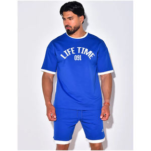 Conjunto de 2 piezas transpirable de verano informal para hombre, camiseta de manga corta y pantalones cortos, traje deportivo de ocio estampado - Product Image 1