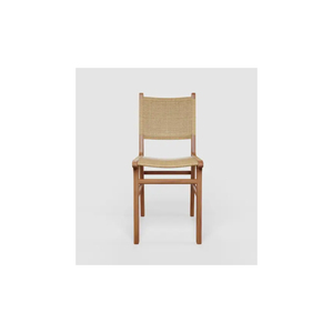 Chaise de salle à manger en teck massif avec dossier en bois et en rotin pour l'intérieur et l'extérieur - Product Image 4