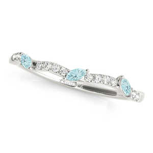 18K White Gold Fine <b>Jewelry</b> <b>Set</b> Marquise Aquamarine & Diamond <b>Bridal</b> <b>Set</b> (0.43ct) - Product Image 4