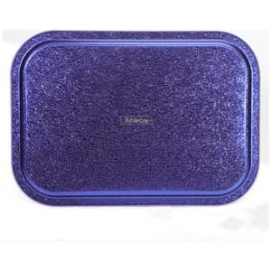 Élégant plateau de service rectangulaire en bois de 285x400mm, motif sans couture, lignes géométriques sur fond rouge en acier perlé - Product Image 2