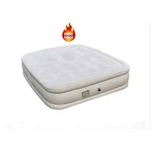 Couple personnes troupeau tissu Surface matériau matelas pneumatique avec pompe intégrée King Size surélevé gonflage rapide lit pneumatique