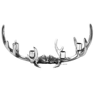 Porte-bougie en aluminium personnalisé en forme de bois de cerf argenté brillant élégant fait à la main, décoration de table à 4 bougies pour le bureau ou la maison, Noël - Product Image 2