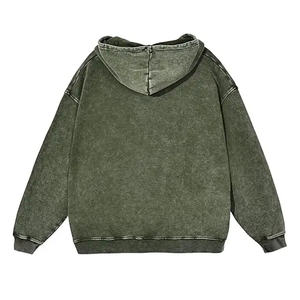 Haute qualité imperméable poids lourd 100% coton polaire tissu hommes surdimensionné pull à capuche hiver doublé personnaliser lavé à l'acide - Product Image 4