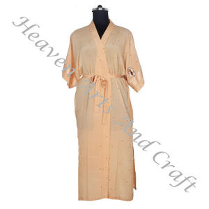 KL004 Kimono bohème en soie Sari Robe longue Vêtements d'été Bikini Couverture en soie Vente en gros Sari en soie Vintage Sari Kimono long - Product Image 4