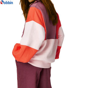 เสื้อฮู้ดแฟชั่นลำลองทรงสลิมฟิตสำหรับผู้หญิง แขนยาว ตัดสี ผ้าฝ้ายฟลีซ ชุดวอร์ม 100% ผ้าฝ้าย - Product Image 4