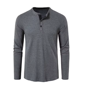 La mejor camiseta lisa al por mayor Camiseta básica de algodón de manga larga con botón camiseta en blanco personalizada para hombre hecha en Bangladesh - Product Image 3