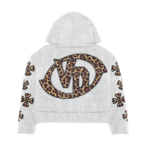 ชุดเซ็ตเสื้อฮู้ดดี้ปักลายแบบดิสเทรสและกางเกงสเวตแพนท์ทรงบานฟอกสีซีดแบบแอซิดวอช พร้อมโลโก้ปักแบบคัสตอมคุณภาพสูง - Product Image 3