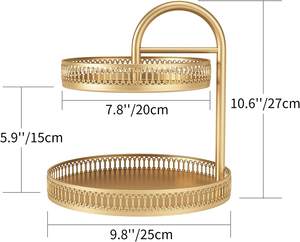 Lujoso soporte de pastel de alta demanda de dos niveles, barra de forma redonda comercial, herramientas de pastel de lujo a granel elegantes, tendencia superior - Product Image 3