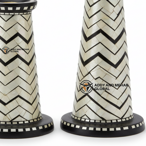 Un fournisseur indien propose un bougeoir fait à la main avec incrustation d'os vert, motif chevron, bougeoir décoratif - Product Image 5