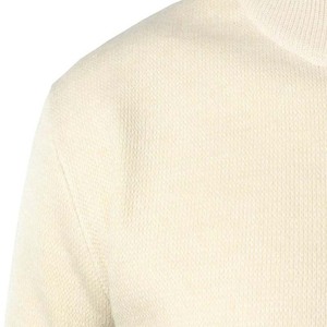 Suéteres de punto personalizados de manga larga de Color sólido frontal anticontracción con logotipo personalizado de algodón 100% de alta calidad para hombre - Product Image 5