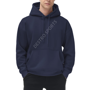 Sweats à capuche personnalisés 100% en coton pour hommes, poids lourd, surdimensionné, épaules tombantes, pull-over à capuche vierge pour hommes - Product Image 3