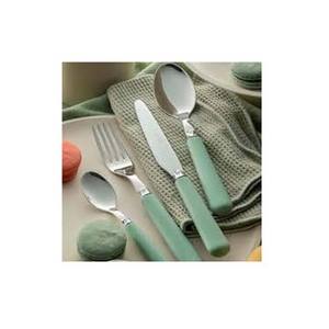 Juego de Cubiertos de nuevo diseño, espejo plateado pulido con mango de resina verde oscuro, cubiertos de estilo único, juego de cubiertos de acero inoxidable - Product Image 1