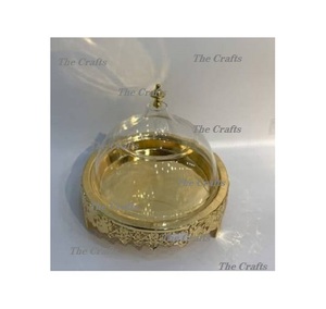 Bandeja de servicio de acero con cúpula de vidrio para accesorios de mesa Bandeja de servicio de postre de chocolate con cúpula de cubierta - Product Image 3