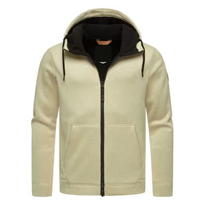 Sudadera con capucha de algodón pesado 100% con logotipo personalizado, cremallera cálida de gran tamaño de 500GSM con técnicas bordadas, moda de hombros caídos para hombres - Product Image 3