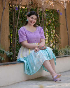 Nueva llegada elegante colección hecha a mano Tie Dye Vestido corto niñas manga corta hasta la rodilla ropa Casual tela única - Product Image 3