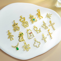 Pendentifs en forme de cœur d'ours en gros, ne se décolore pas, plaqué or 18 carats, zircone cubique, breloques pour la fabrication de bijoux DIY, accessoires de breloques