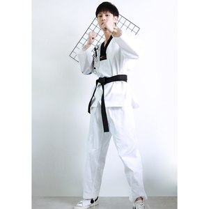 Blanc 100% coton tissu hommes Stretch Taekwondo costume en gros Arts martiaux porter Taekwondo uniforme - Product Image 5