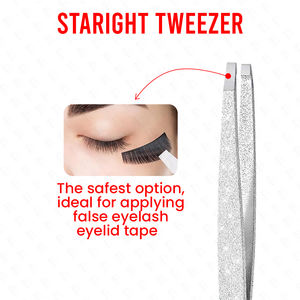 Kit profesional de pinzas para cejas de acero inoxidable alemán Color plateado con bolsa de cuero especialmente hecha para dar forma a las cejas - Product Image 3