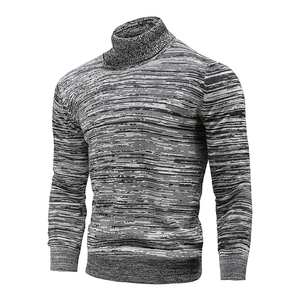 Suéteres de cuello alto para hombre de otoño invierno 100% algodón Slim Fit Casual Color sólido nuevas prendas de punto con técnicas teñidas lisas" - Product Image 3
