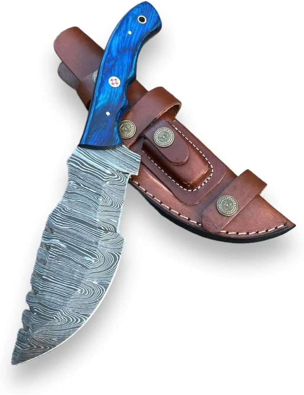 Couteau de chasse en acier de Damas haut de gamme avec manche en bois Couteau de chasse en acier de Damas forgé à la main personnalisé