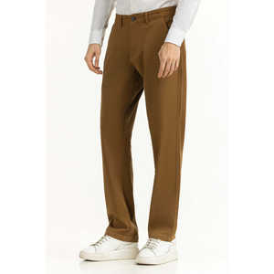 Pantalon Kaki Homme Coupe Slim Personnalisable avec Logo Taille Mi-Haute Fermeture Éclair Décorative Décontracté Formel Affaires MN-TRC-WS25-012 Coloré - Product Image 3