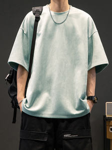 T-shirt en coton lourd pour homme, surdimensionné, à épaules tombantes, de style formel, personnalisé - Product Image 2