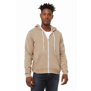 Bella + Canvas Tan Full-Zip Hoodie Chaqueta de lana de esponja suave y ligera con técnicas bordadas y con cuentas - Product Image 1