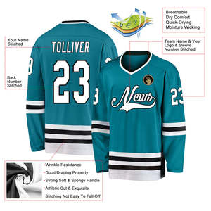 Vente en gros 100% polyester sublimation personnalisée transfert de chaleur logo maillot de hockey sur glace style logo personnalisé pas cher prix OEM - Product Image 6