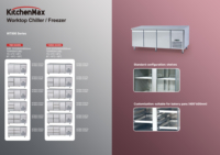 KitchenMax Comptoir de préparation de table réfrigéré pour congélateur en acier inoxydable pour restaurant, cuisine et service alimentaire