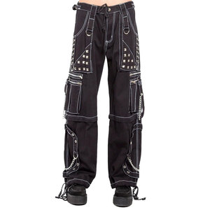 Pantalones Anchos Convertibles con Cadena Gótica y Costuras Blancas para Mujer, 2026 - Product Image 1