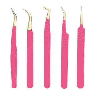 Pinces à cils professionnelles en acier inoxydable, antistatiques, durables, de précision, pour soins de beauté, outils d'extension de cils, angulaires et dentelés - Product Image 2