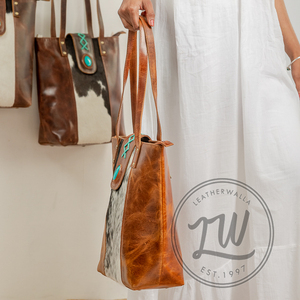 Sacs fourre-tout en cuir véritable fabriqués à la main en cuir marron pour les femmes tendance de la mode 2024 - Product Image 2