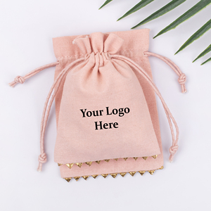 Venta al por mayor logotipo personalizado reciclable algodón indio hecho a mano melocotón cordón anillo joyería bolsa de almacenamiento buen acabado Super IN - Product Image 4