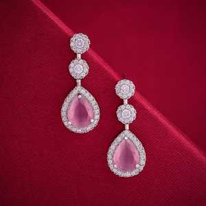 Boucles d'oreilles pendantes en zircon - Forme goutte d'eau en alliage de zinc - Product Image 5