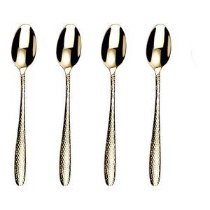 Cuillères de lave-vaisselle à manche en or fantaisie en acier inoxydable de qualité supérieure finition argentée ustensiles de service de dîner modernes pour la fête - Product Image 5