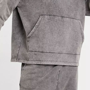 Survêtements en denim délavé pour hommes, coupe régulière, surdimensionné, personnalisable avec impression sérigraphique, ensemble de survêtements deux pièces, vente en gros OEM - Product Image 6