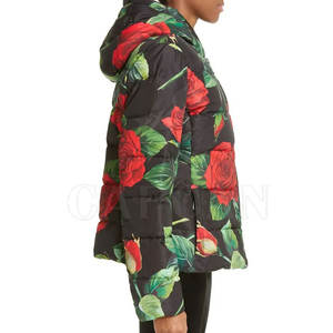 Veste bouffante imprimée pour femmes à la mode élégante toile à manches longues et fermeture éclair chaude tenue à la mode décontractée - Product Image 4