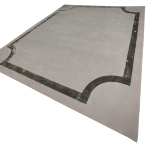 พรมกันลื่นขนแกะสีเงินสุดหรูทันสมัยมีลายทางแบบมินิมอลลายทางตกแต่งด้วยเส้นขอบสีเทาเข้มพรมติดผนังสำหรับบ้านและโรงแรม - Product Image 1