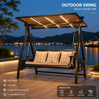 Fauteuil et canapé suspendus d'extérieur modernes FLD5036, 3 places, avec toit en aluminium et LED solaires, pour hôtel, complexe hôtelier, villa