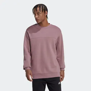 Ấm Áp Và Ấm Cúng Lỏng Phù Hợp 77% Cotton 23% Tái Chế Polyester Lông Cừu Ánh Sáng Màu Tím Crewneck Thể Thao Áo