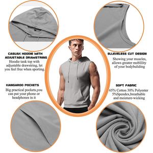 Wholesale Cheap Prize <b>Gym</b> Workout Sleeveless <b>Hoodies</b> Men Bodybuilding Fitnesswear Tank Tops Streetwear Stylish Tank Tops - Product Image 5