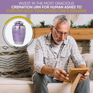 Urnas de cremación Forever Lane para cenizas de adultos-Urna grande hecha a mano, urnas de entierro para cenizas humanas Mujer adulta o hombre (púrpura - Product Image 4