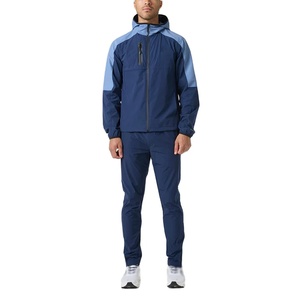 Conjunto Deportivo Casual de Otoño para Hombre, de Dos Piezas, Cortavientos, Ligero, con Capucha, Elástico en Cuatro Direcciones, Ecológico, de Poliéster/Algodón - Product Image 2