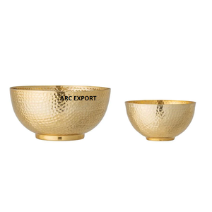 Nueva forma atractiva exterior blanco e Interior oro Metal latón tazón de comida último diseño Mesa decorativa cuencos para servir a la venta - Product Image 5